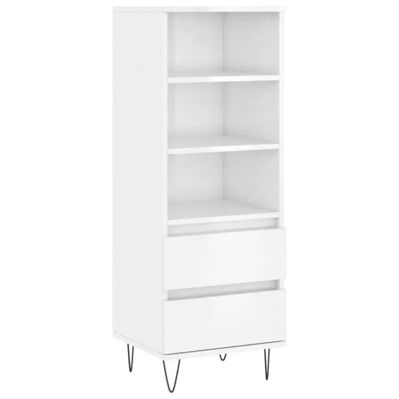 Industriële hoge kast in bewerkt hout met hoogglans wit finish - Dressoirs & buffetkasten