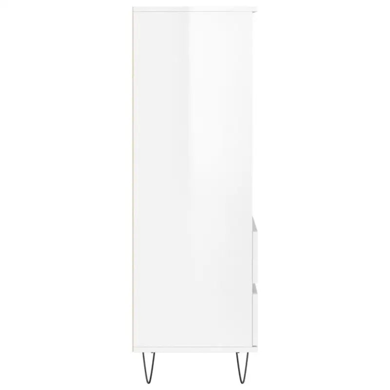 Industriële hoge kast in bewerkt hout met hoogglans wit finish - Dressoirs & buffetkasten