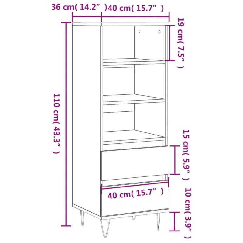 Industriële hoge kast in bewerkt hout met hoogglans wit finish - Dressoirs & buffetkasten
