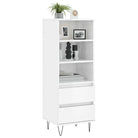 Industriële hoge kast in bewerkt hout met hoogglans wit finish - Dressoirs & buffetkasten