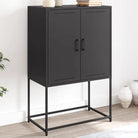 Industriële hoge kast voor woon- of slaapkamer met robuust staal - Zwart / 1 - Dressoirs & buffetkasten