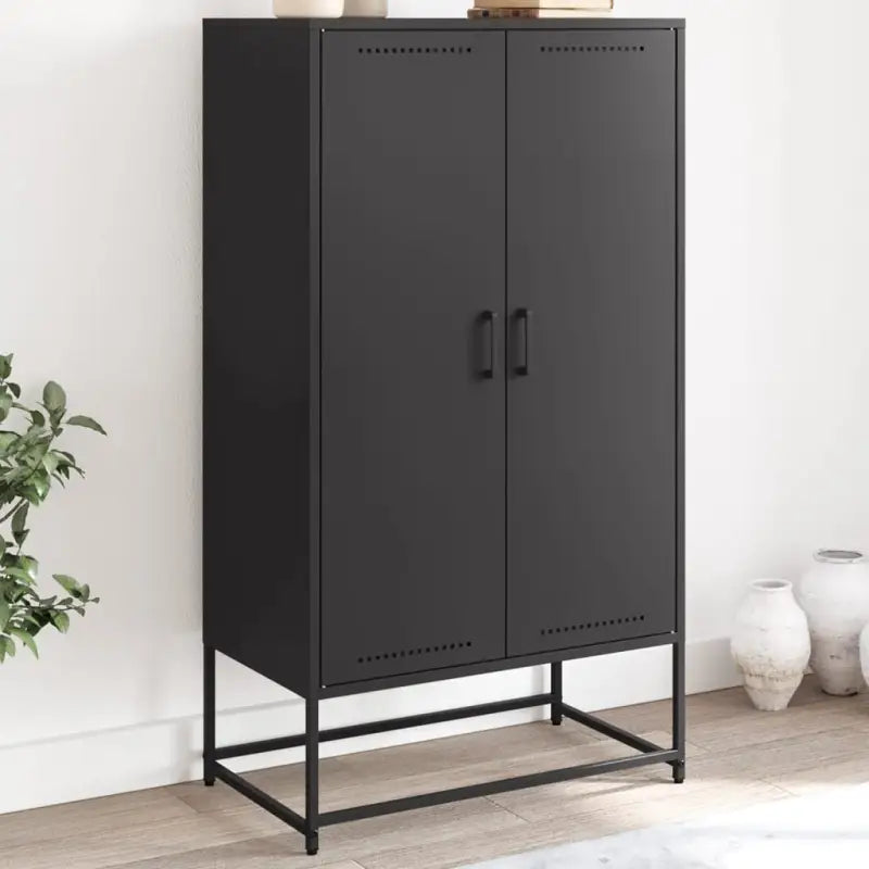 Industriële hoge kast voor woonkamer en slaapkamer van robuust staal - Zwart / 1 - Dressoirs & buffetkasten