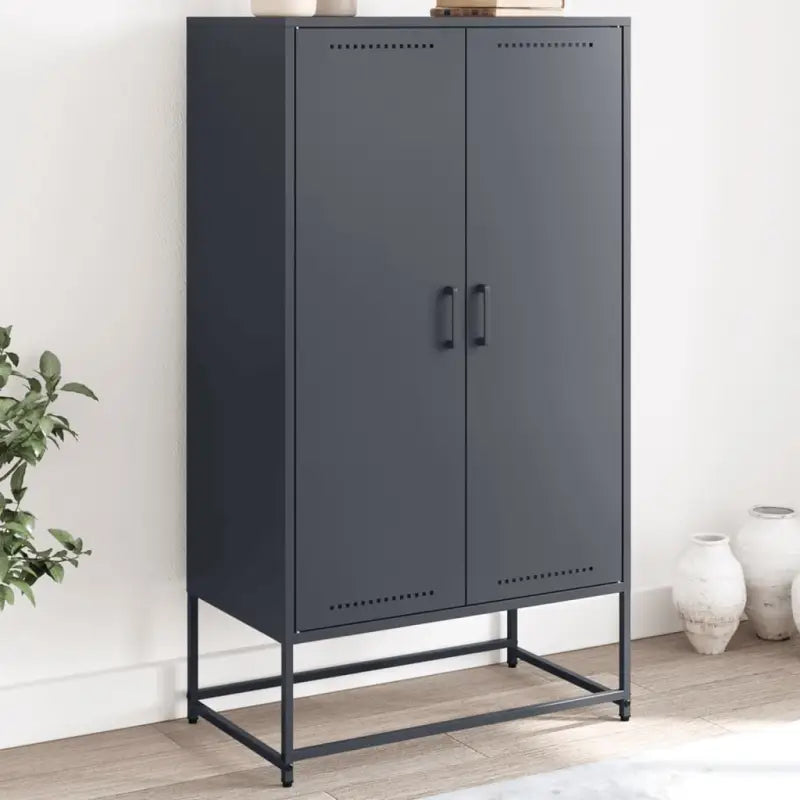 Industriële hoge kast voor woonkamer en slaapkamer van robuust staal - Antraciet / 1 - Dressoirs & buffetkasten