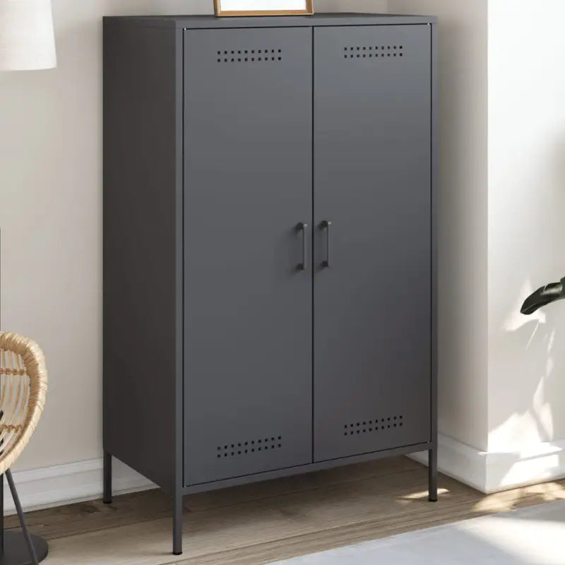 Industriële hoge kast voor woonkamer of slaapkamer van stevig staal - Antraciet / 1 - Dressoirs & buffetkasten