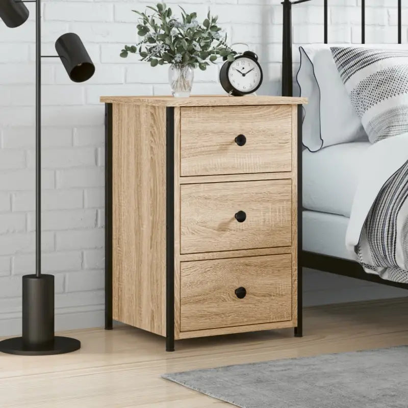 Industriële nachtkastje met bewerkt hout en verstelbare poten - Sonoma eiken / 1 - Nachtkastjes
