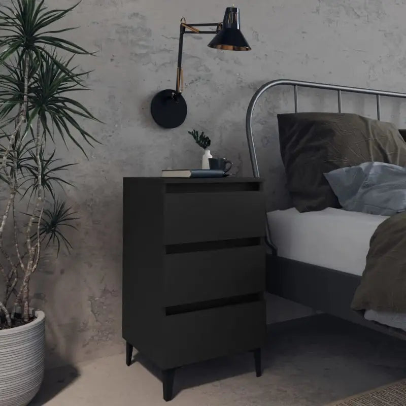 Industriële nachtkastjes met metalen poten voor een chique interieur - Zwart / 1 - Nachtkastjes