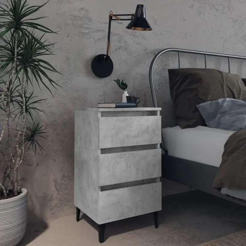 Industriële nachtkastjes met metalen poten voor een chique interieur - Betongrijs / 1 - Nachtkastjes