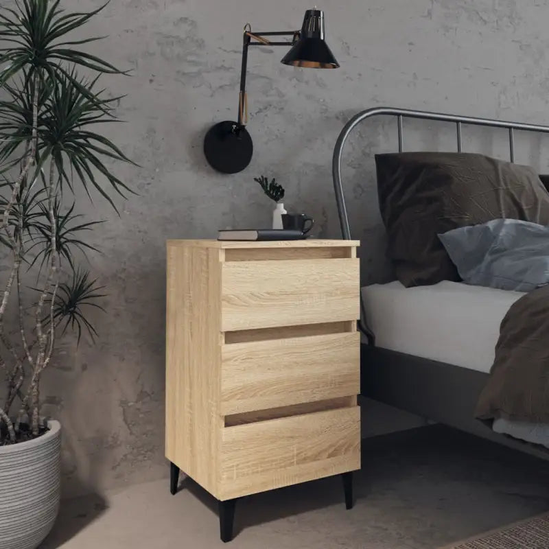 Industriële nachtkastjes met metalen poten voor een chique interieur - Sonoma eiken / 1 - Nachtkastjes