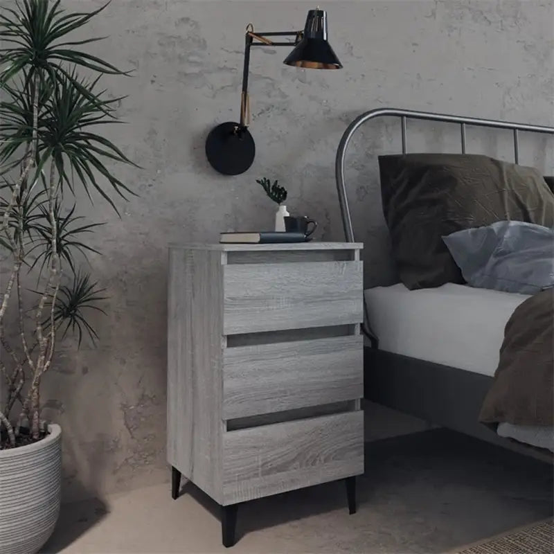 Industriële nachtkastjes met metalen poten voor een chique interieur - Grijs sonoma / 1 - Nachtkastjes