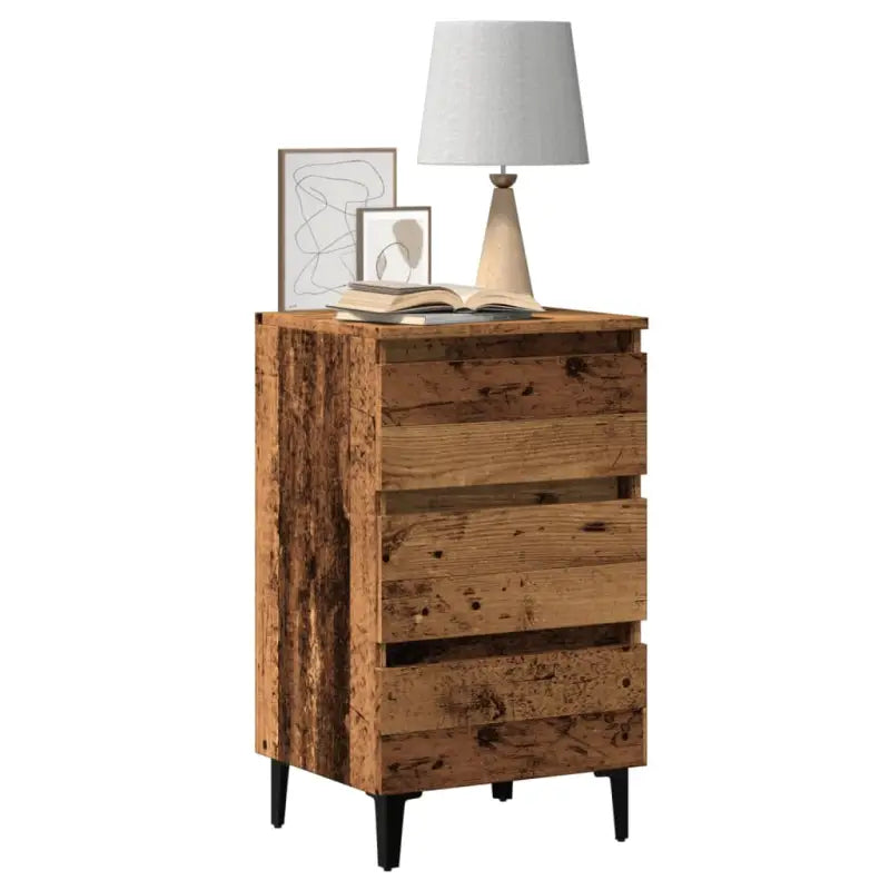 Industriële nachtkastjes met metalen poten voor een chique interieur - Oud hout / 1 - Nachtkastjes