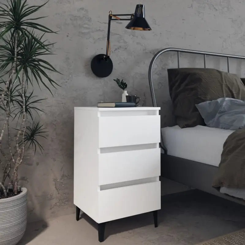Industriële nachtkastjes met metalen poten voor een chique interieur - Wit / 1 - Nachtkastjes