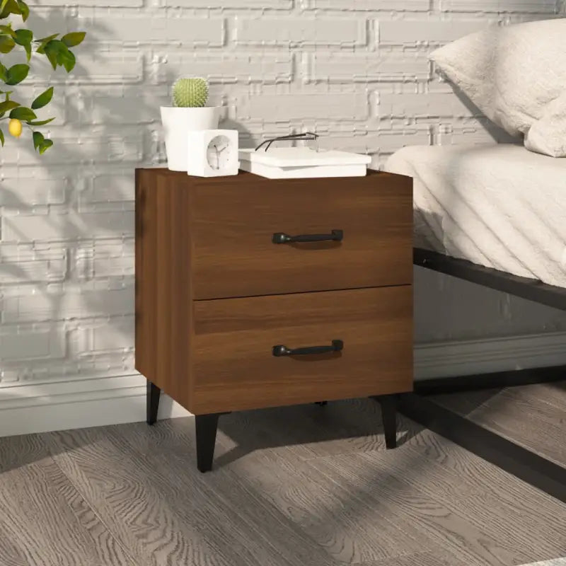 Industriële nachtkastjes van hoogwaardig bewerkt hout - bruin eikenkleur / 1 - Nachtkastjes