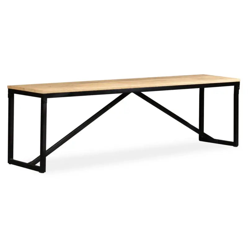 Industriële opbergbank met massief mangohout en stalen poten - Bruin / 160 x 35 x 45 cm - Opberg- & halbankjes