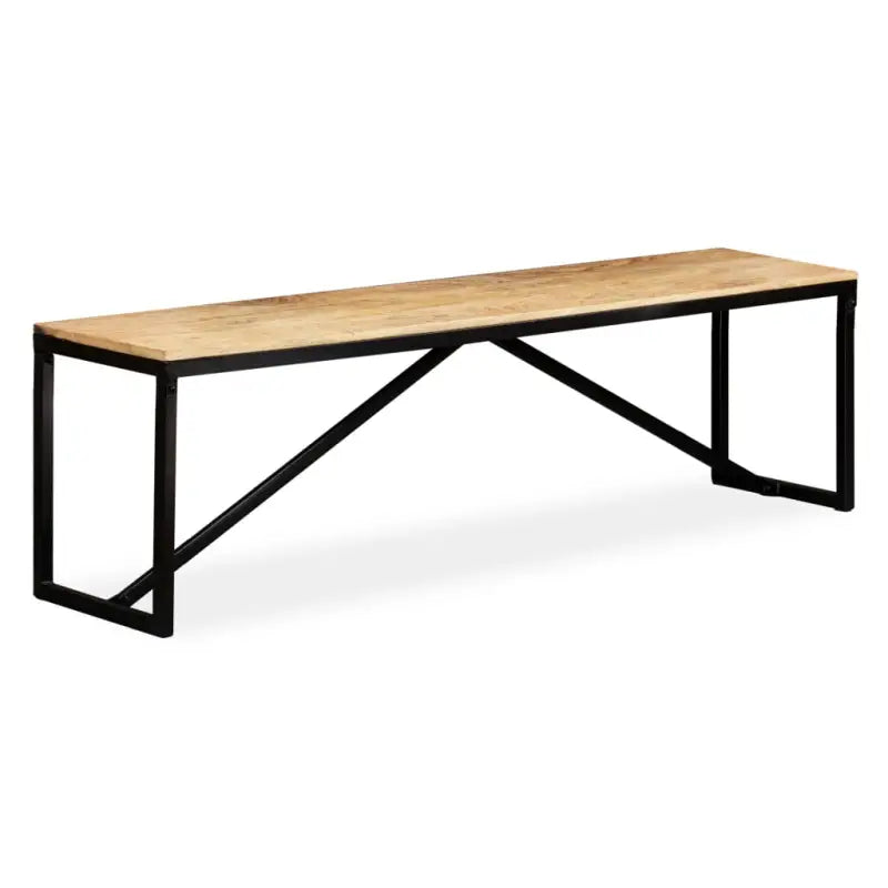Industriële opbergbank met massief mangohout en stalen poten - Bruin / 160 x 35 x 45 cm - Opberg- & halbankjes