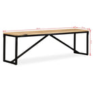 Industriële opbergbank met massief mangohout en stalen poten - Bruin / 160 x 35 x 45 cm - Opberg- & halbankjes