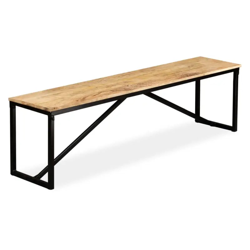 Industriële opbergbank met massief mangohout en stalen poten - Bruin / 160 x 35 x 45 cm - Opberg- & halbankjes