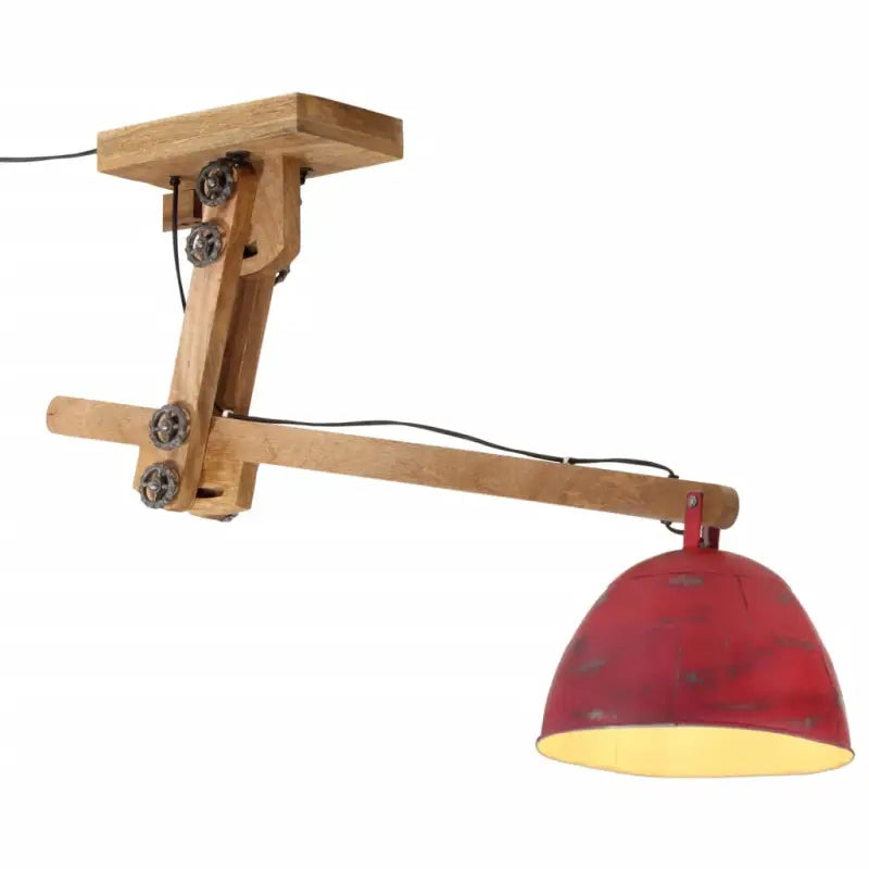 Industriële plafondlamp met massief mangohout en E27 fitting - Rood / 1 - Lampen