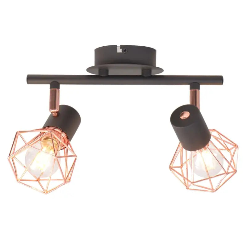 Industriële plafondlamp met vier spots in zwart metaal - 1 / 2 - Plafondlampen
