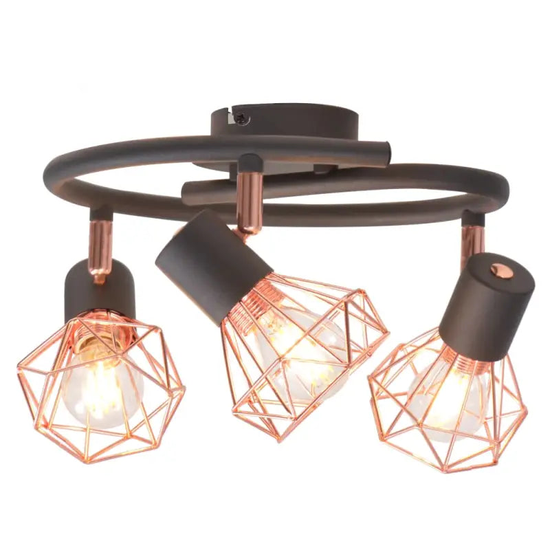 Industriële plafondlamp met vier spots in zwart metaal - 1 / 3 - Plafondlampen