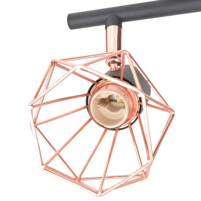 Industriële plafondlamp met vier spots in zwart metaal - Plafondlampen
