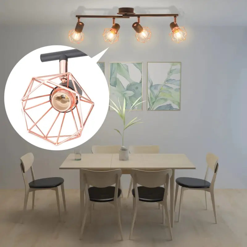 Industriële plafondlamp met vier spots in zwart metaal - Plafondlampen