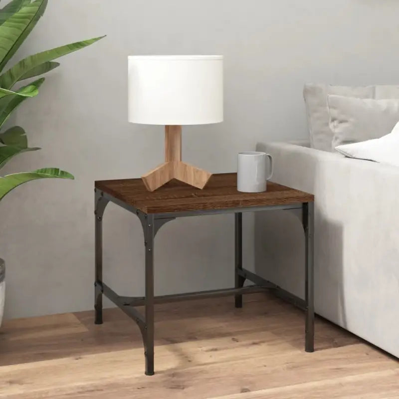 Industriële salontafel met bewerkt hout en aanpasbare poten - bruin eikenkleur / 40 x 40 x 35 cm / 1 - Salontafels