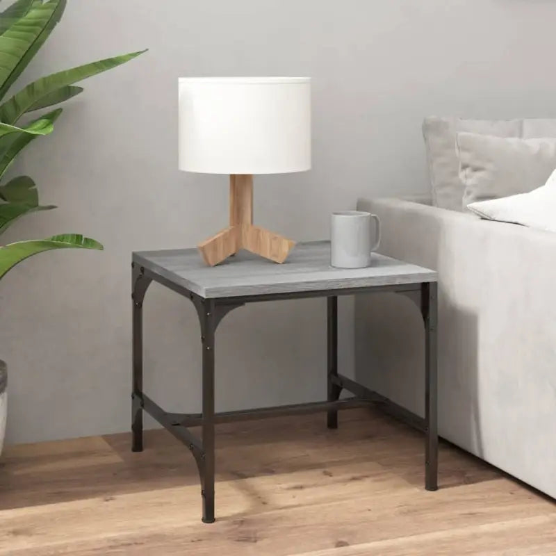 Industriële salontafel met bewerkt hout en aanpasbare poten - Grijs sonoma / 40 x 40 x 35 cm / 1 - Salontafels