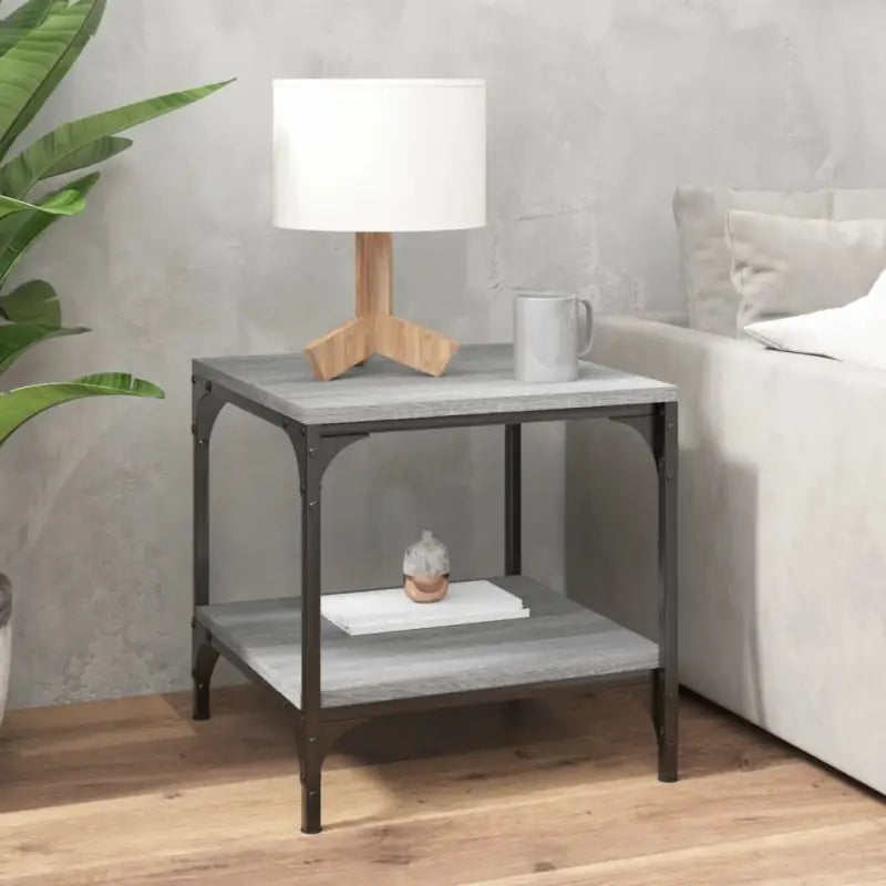 Industriële salontafel met bewerkt hout en aanpasbare poten - Grijs sonoma / 50 x 50 x 40 cm / 1 - Salontafels