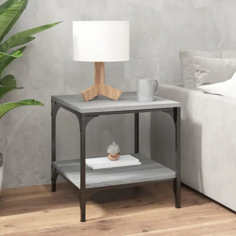 Industriële salontafel met bewerkt hout en aanpasbare poten - Grijs sonoma / 40 x 40 x 40 cm / 1 - Salontafels
