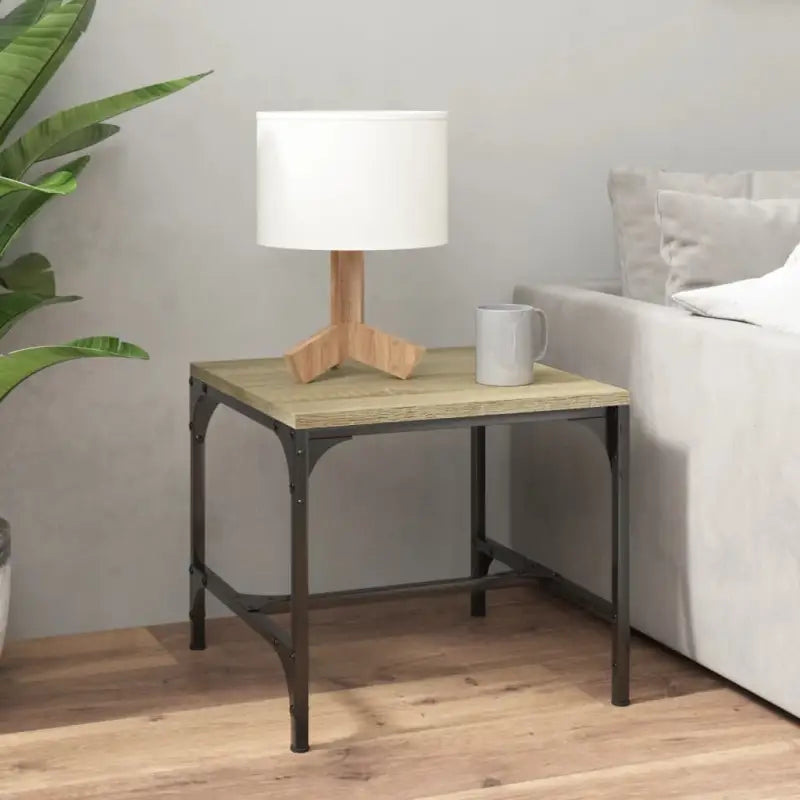 Industriële salontafel met bewerkt hout en aanpasbare poten - Sonoma eiken / 40 x 40 x 35 cm / 1 - Salontafels
