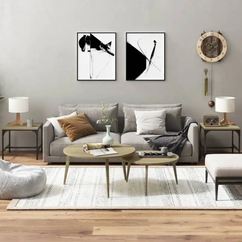 Industriële salontafel met bewerkt hout en aanpasbare poten - Sonoma eiken / 40 x 40 x 35 cm / 2 - Salontafels