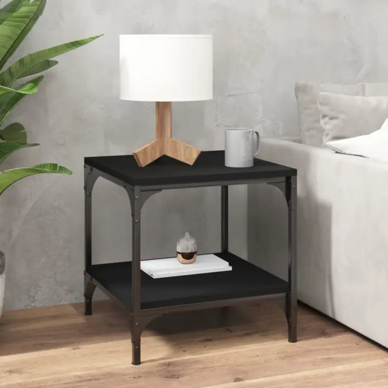 Industriële salontafel met bewerkt hout en aanpasbare poten - Zwart / 40 x 40 x 40 cm / 1 - Salontafels