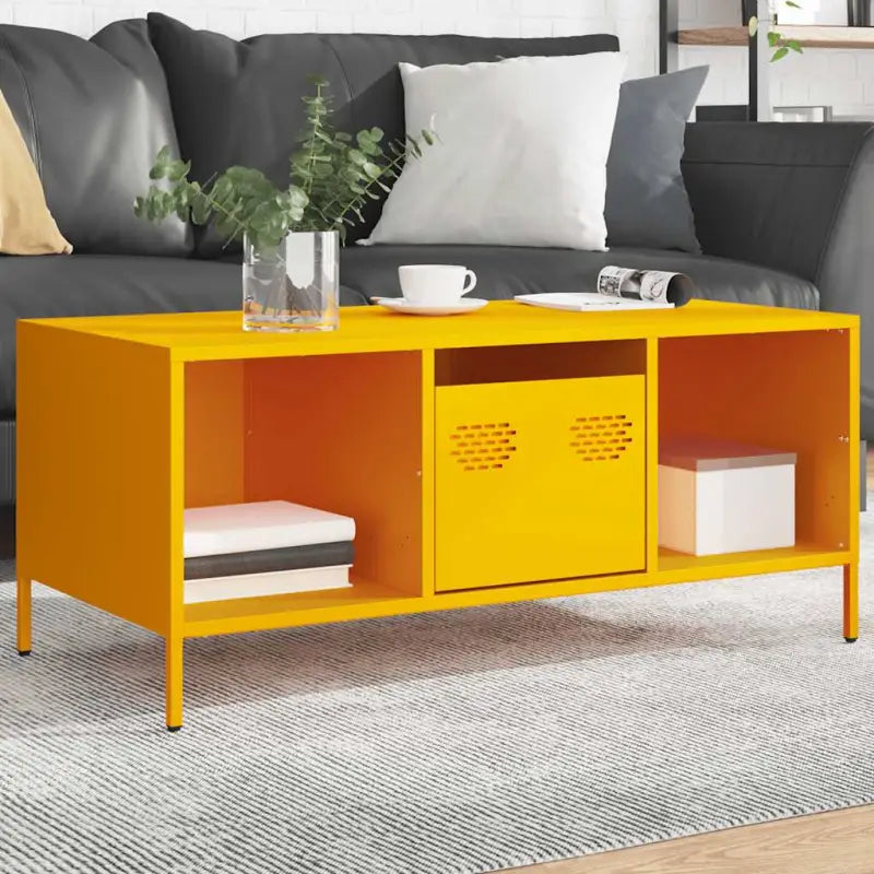 Industriële salontafel met koudgewalst staal en verstelbare schroefpoten - Geel / 1 - Salontafels