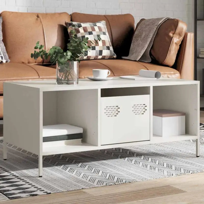 Industriële salontafel met koudgewalst staal en verstelbare schroefpoten - Wit / 1 - Salontafels