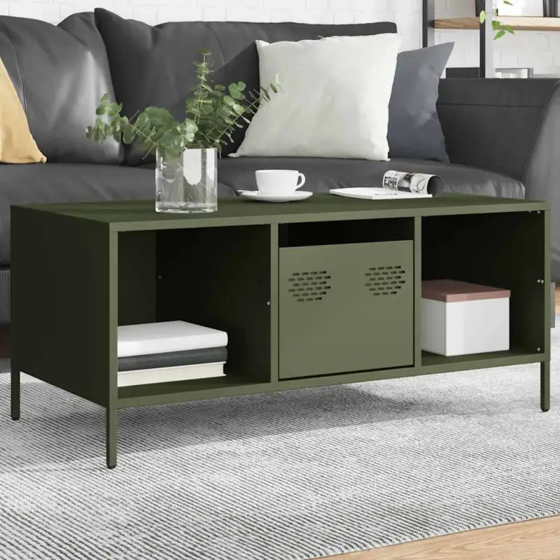 Industriële salontafel met koudgewalst staal en verstelbare schroefpoten - Groen / 1 - Salontafels
