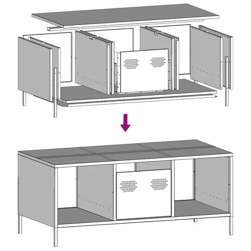 Industriële salontafel met koudgewalst staal en verstelbare schroefpoten - Salontafels