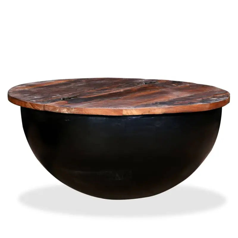 Industriële salontafel van massief gerecycled hout met unieke onderkant - Salontafels