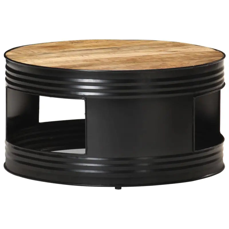 Industriële salontafel van massief gerecycled hout met unieke onderkant - Zwart / 68 x 36 cm / 1 - Salontafels