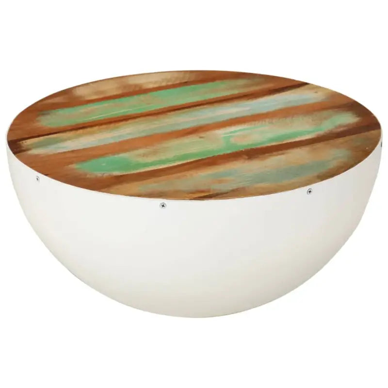 Industriële salontafel van massief gerecycled hout met unieke onderkant - Wit / 50 x 24 cm / 1 - Salontafels