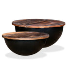 Industriële salontafel van massief gerecycled hout met unieke onderkant - Zwart / 60 x 27 cm / 2 - Salontafels