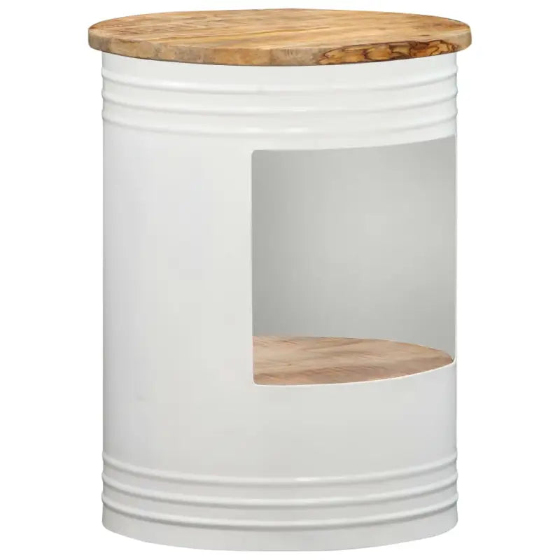 Industriële salontafel van massief gerecycled hout met unieke onderkant - Wit / 43 x 55 cm / 1 - Salontafels