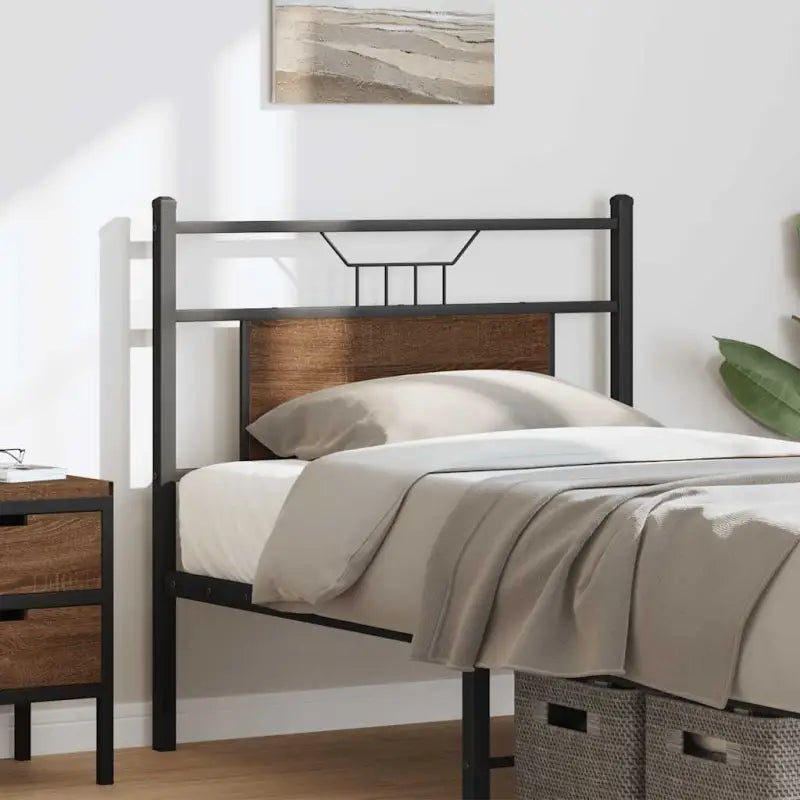 Industriële stijl hoofdbord van bewerkt hout met vierkante buizen - bruin eikenkleur / 75 cm / 1 - Hoofdborden
