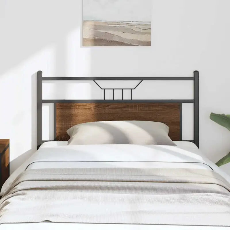Industriële stijl hoofdbord van bewerkt hout met vierkante buizen - bruin eikenkleur / 107 cm / 1 - Hoofdborden