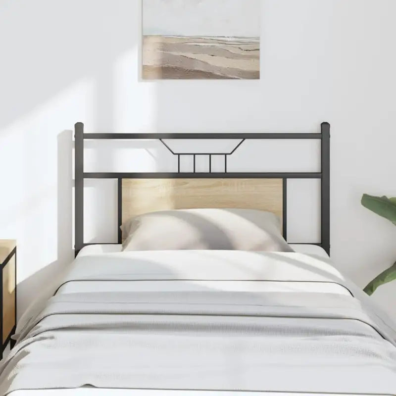Industriële stijl hoofdbord van bewerkt hout met vierkante buizen - Sonoma eiken / 80 cm / 1 - Hoofdborden en voetborden