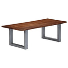 Industriële stijl salontafel van massief acaciahout met natuurlijke vorm - Bruin / 1 / 115 cm - Salontafels