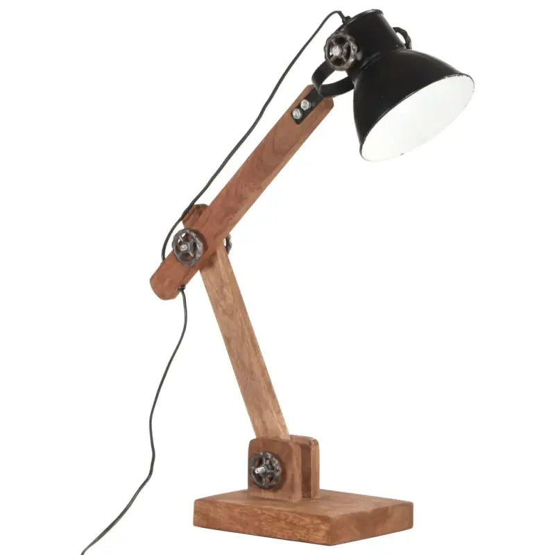 Industriële tafellamp met mangohouten arm en zwarte afwerking - Lampen