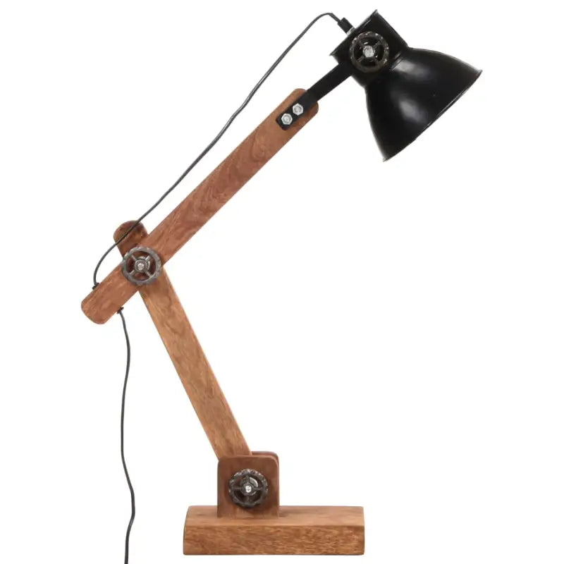 Industriële tafellamp met mangohouten arm en zwarte afwerking - Lampen