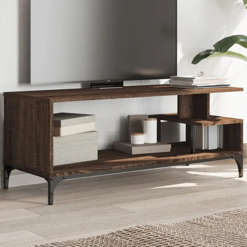 Industriële tv-meubel in Grijs Sonoma met gepoedercoat staal - bruin eikenkleur / 1 - Tv-meubels