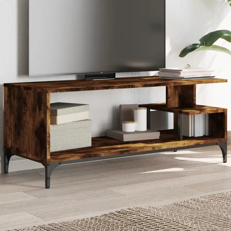 Industriële tv-meubel in Grijs Sonoma met gepoedercoat staal - Gerookt eiken / 1 - Tv-meubels