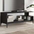 Industriële tv-meubel in Grijs Sonoma met gepoedercoat staal - Zwart / 1 - Tv-meubels